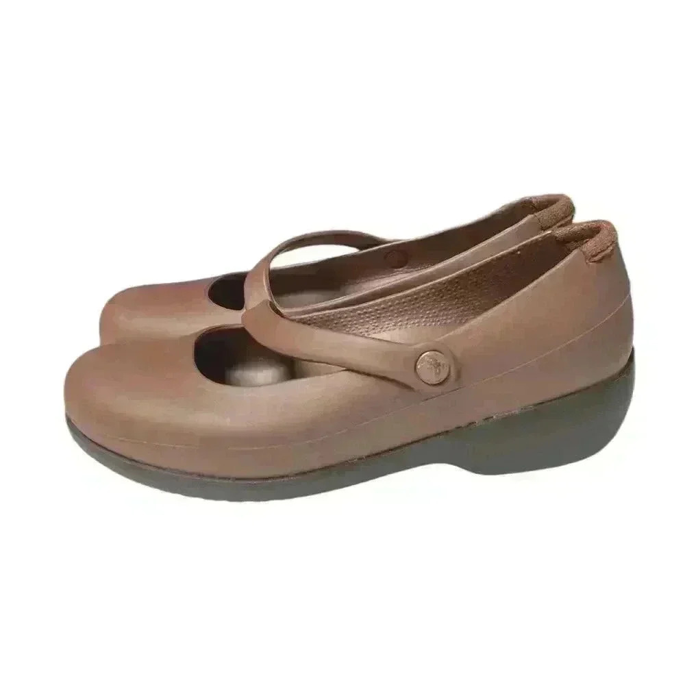 Crocs Croslite Mary Janes Comfort Shoes Women's 6 Milk Chocolate Brown Slip On